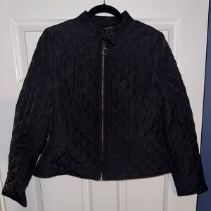 Black Ann Taylor Quilted Bomber Jacket